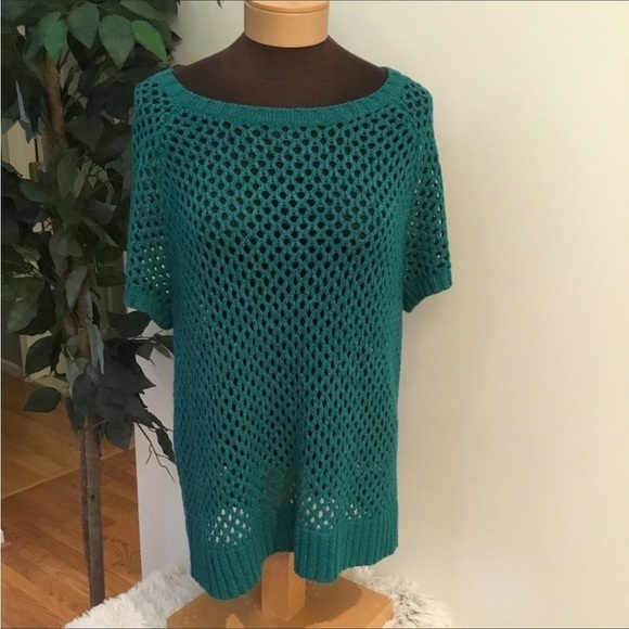 Revolution by Ricki’s open knit top Woman’s XXL short sleeve green boat … - Picture 1 of 7
